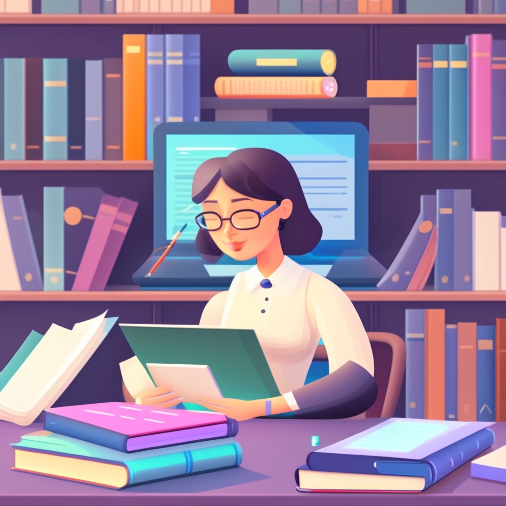 The central image depicts a writer or editor working on a manuscript with a modern laptop. The laptop screen displays an AI-powered editing software or a text generation tool, symbolizing the use of AI in manuscript editing and content ideation.

In the background, we see bookshelves filled with books, signifying the world of publishing and the vast amount of content AI can help create and manage.